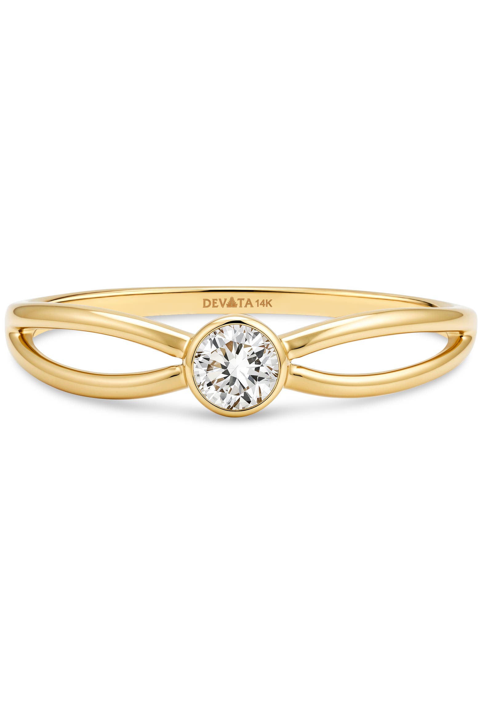 Devatea DEVATA Knot Round Bezel Lab Grown Diamond Ring in 14K Gold (Women ...