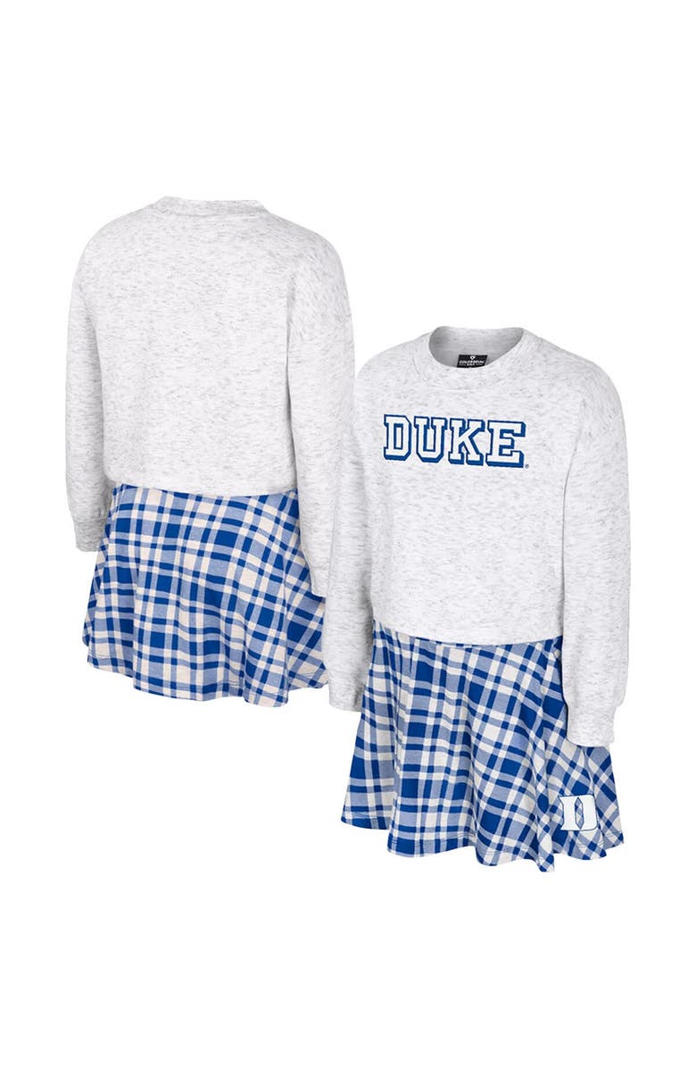COLOSSEUM Girls Youth Colosseum Gray Duke Blue Devils Marceline Plaid Skirt and Top Set, Main, color, Gray