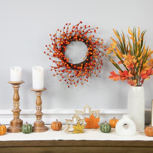 Northlight Orange Berries And Twig Artificial Fall Harvest Wreath 14- Inch, Unlit In Multi
