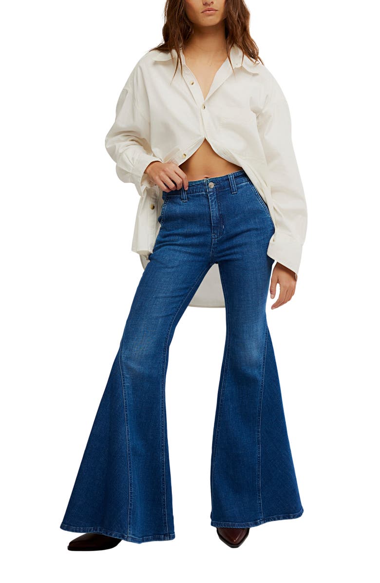 Free People Marque Flare Jeans, Alternate, color, Kora