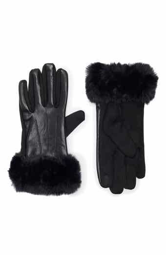 Vince Camuto Faux Fur Cuff Faux Leather Gloves