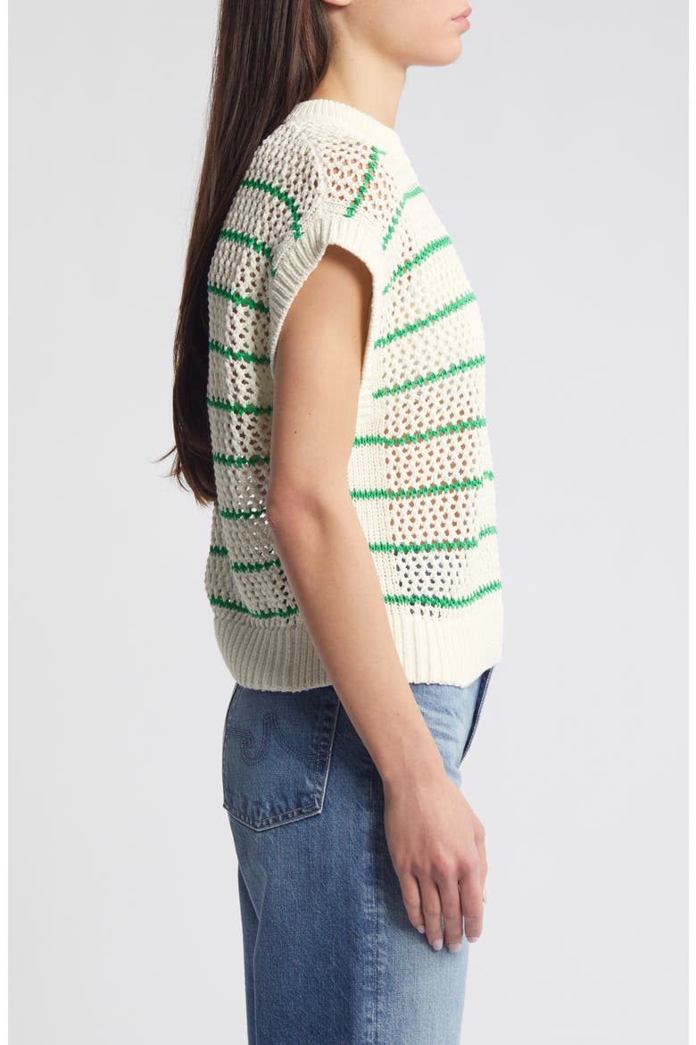 Stripe Open Stitch Sweater, Alternate, color, SPRING GREEN