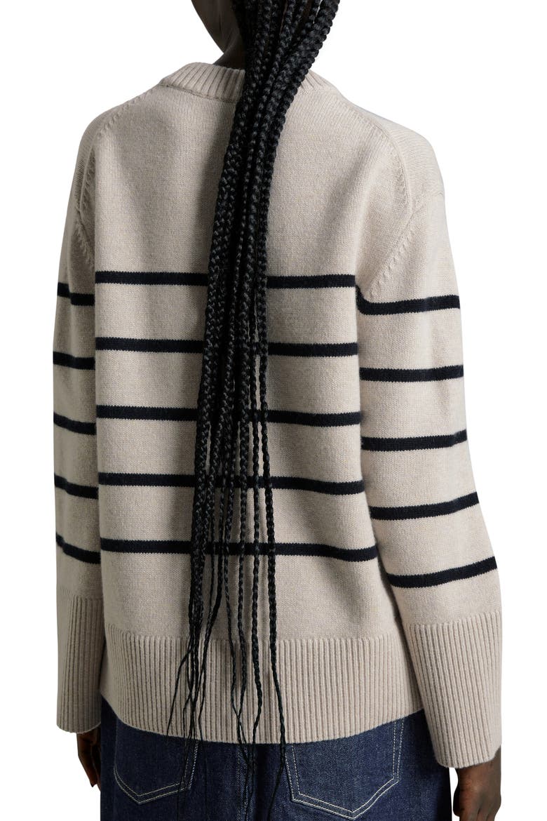 Crewneck Sweater, Alternate, color, LIGHT BEIGE STRIPE