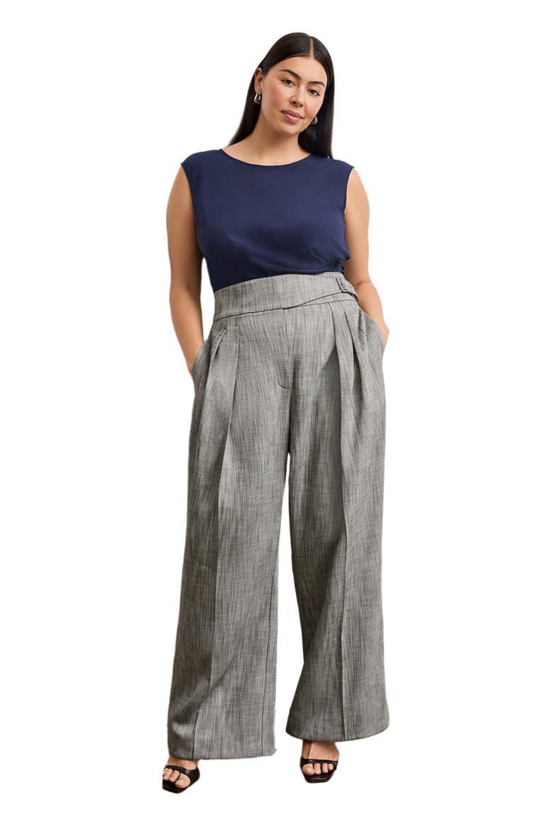 Bronny Cummerbund Trouser - Porto Weave, Alternate, color, Black/White