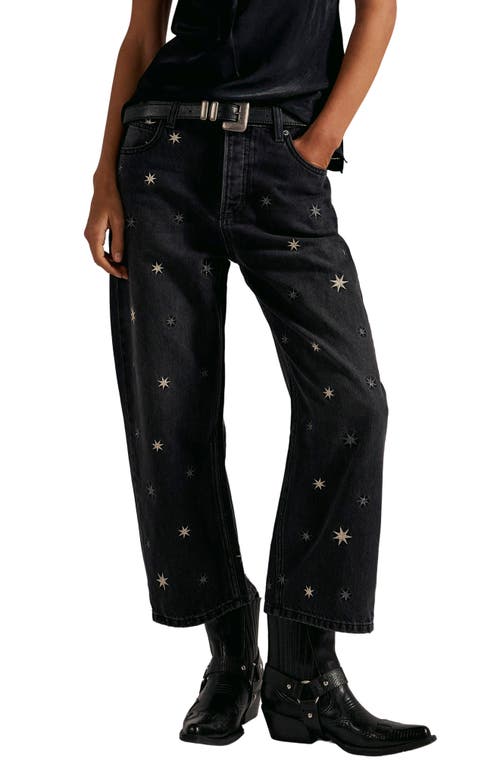 Free People Deep Trance Embroidered Ankle Barrel Leg Jeans In Multi