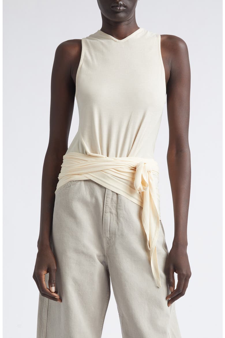 Sleeveless Jersey Wrap Top, Main, color, CREAM