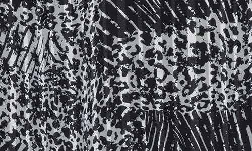 T Tahari Animal Print Long Sleeve Chiffon Top In Black
