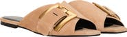 Balmain Flat suede leather Anthem mules