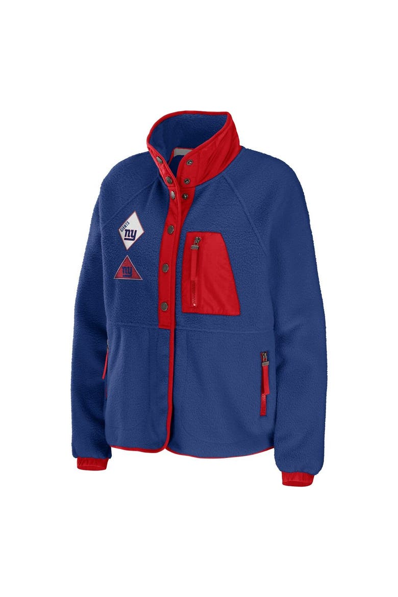 Women's WEAR by Erin Andrews Royal New York Giants Polar Fleece Raglan Full-Snap Jacket, Alternate, color, Royal