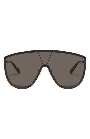 Quay On Set 70mm Oversize Shield Sunglasses In Black