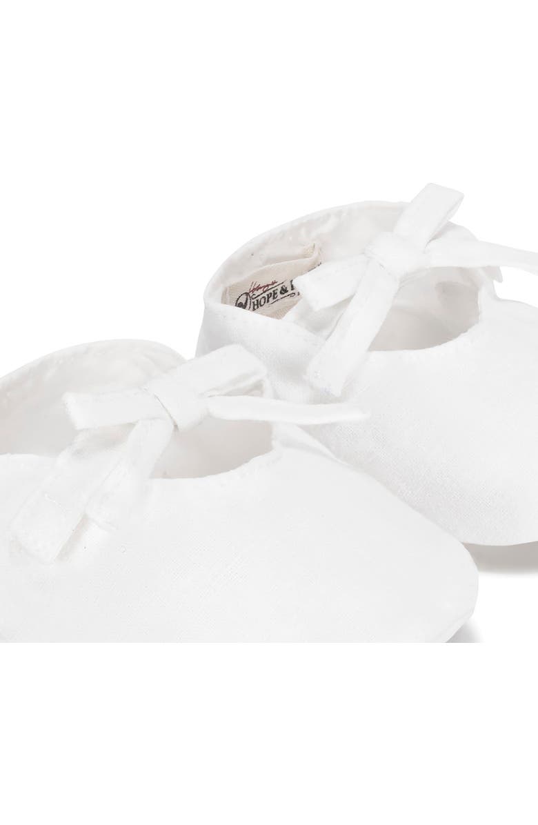 Hope & Henry Baby Linen Bow Soft Shoe, Infant, Alternate, color, Soft White Linen Bow