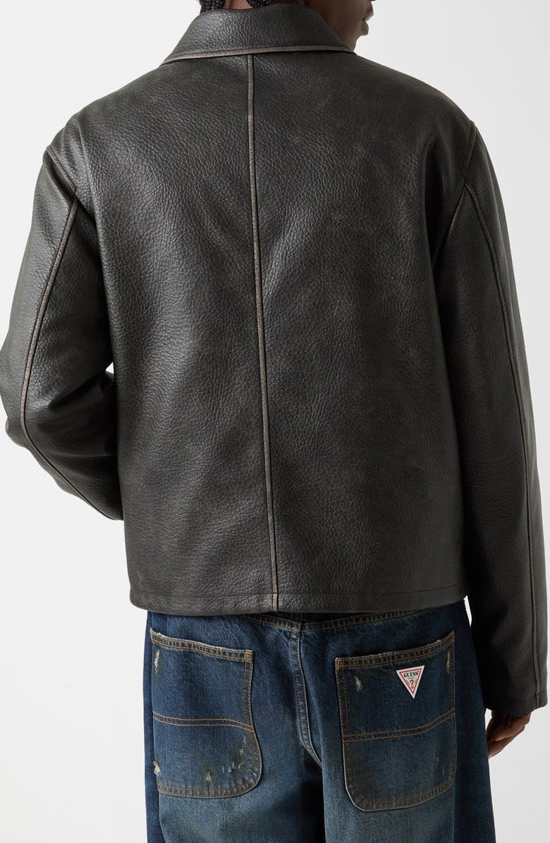 GUESS ORIGINALS Faux Leather Jacket, Alternate, color, Jet Black Multi