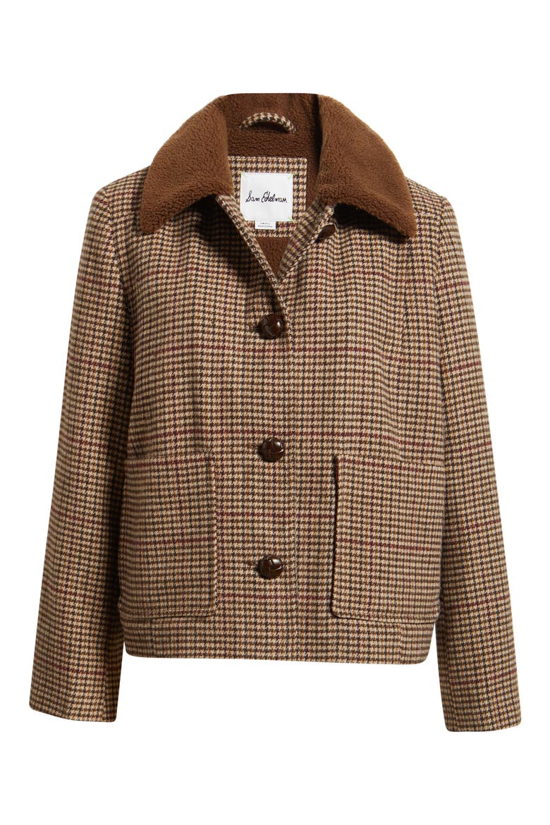 Houndstooth Jacket with Faux Shearling Collar, Alternate, color, MULTI HOUNDSTOOTH