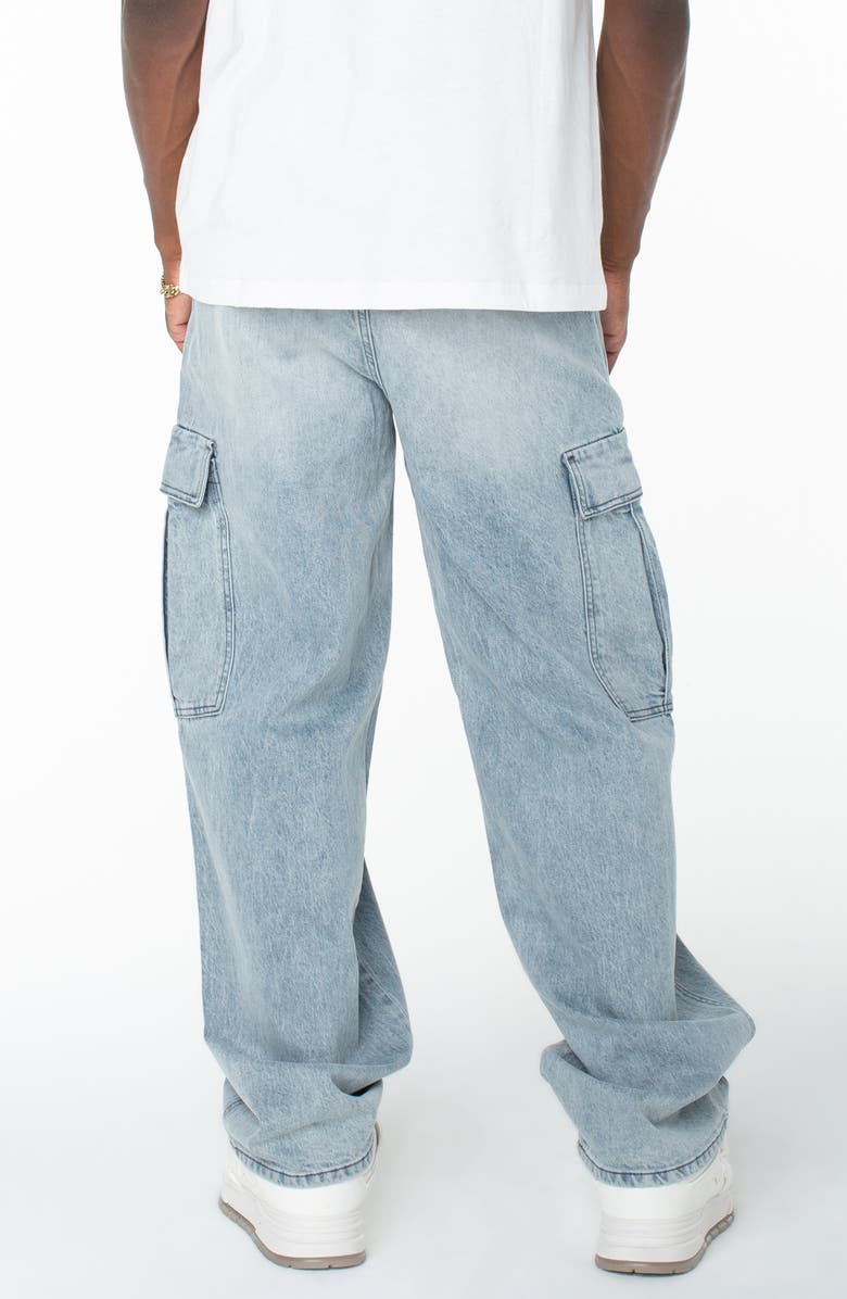Von Dutch Outlaws Cargo Utility Baggy Jeans, Alternate, color, Dew Point
