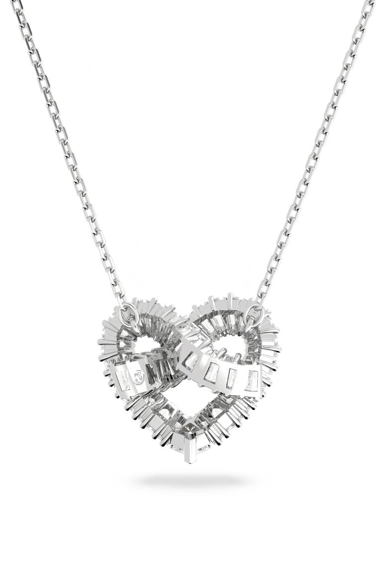 Matrix Woven Crystal Heart Pendant Necklace, Alternate, color, SILVER