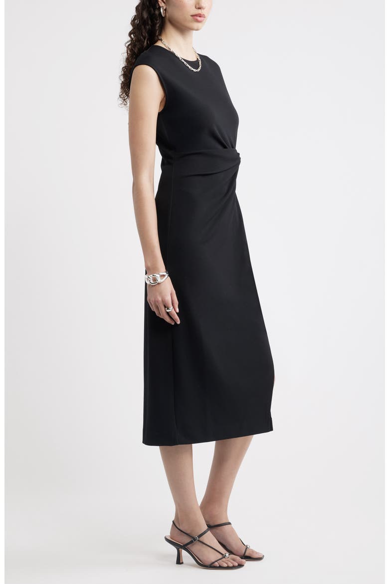 Twist Midi Dress, Alternate, color, BLACK