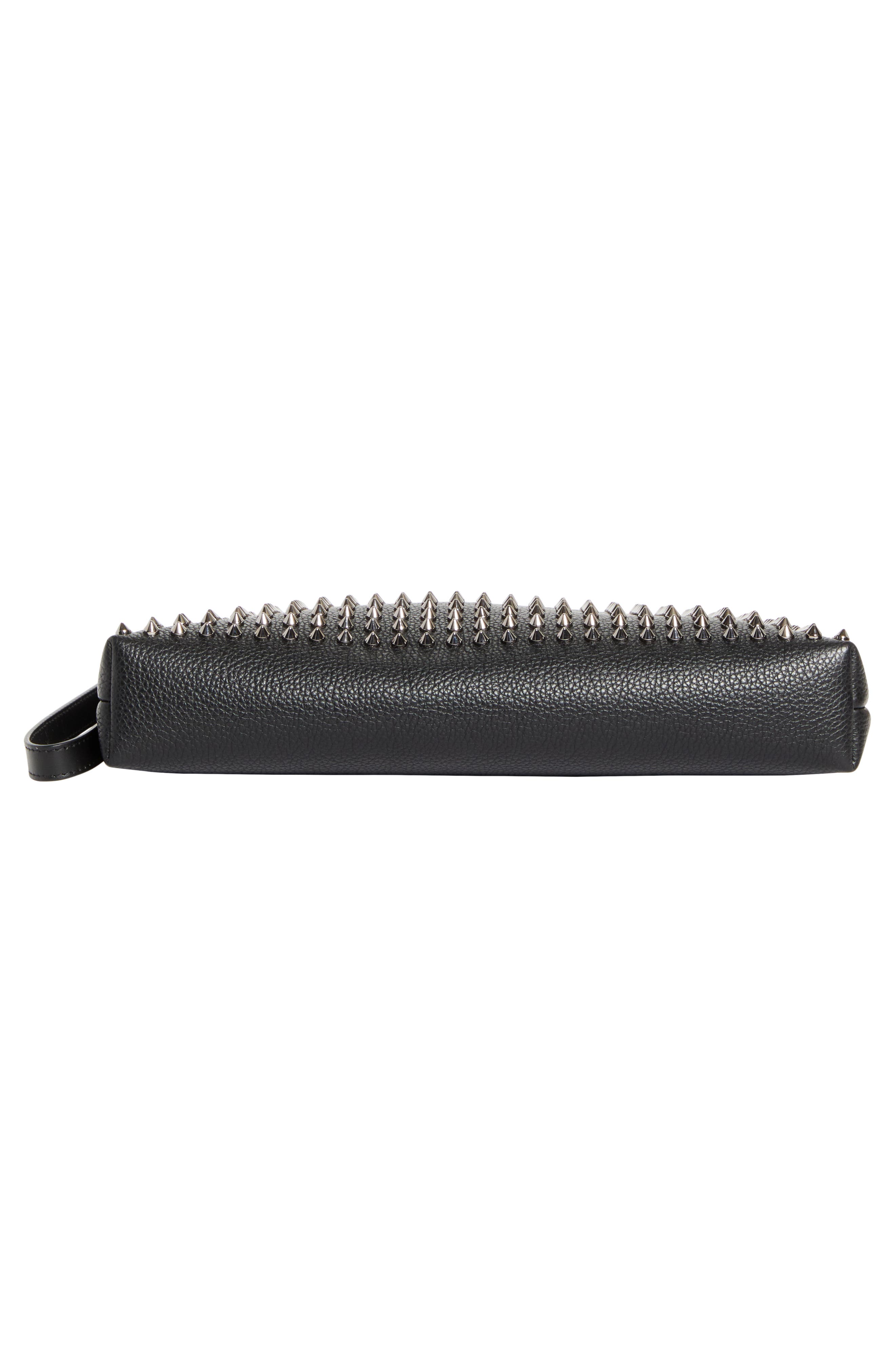 Funky Crosta Spikes Suede Wristlet Pouch, Alternate, color, BLACK/ GUN METAL