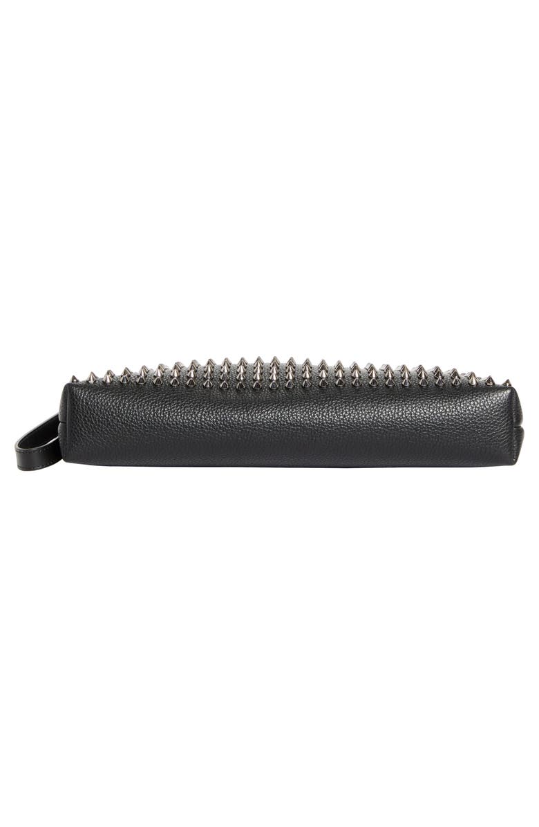 Christian Louboutin Funky Crosta Spikes Suede Wristlet Pouch, Alternate, color, Black/ Gun Metal