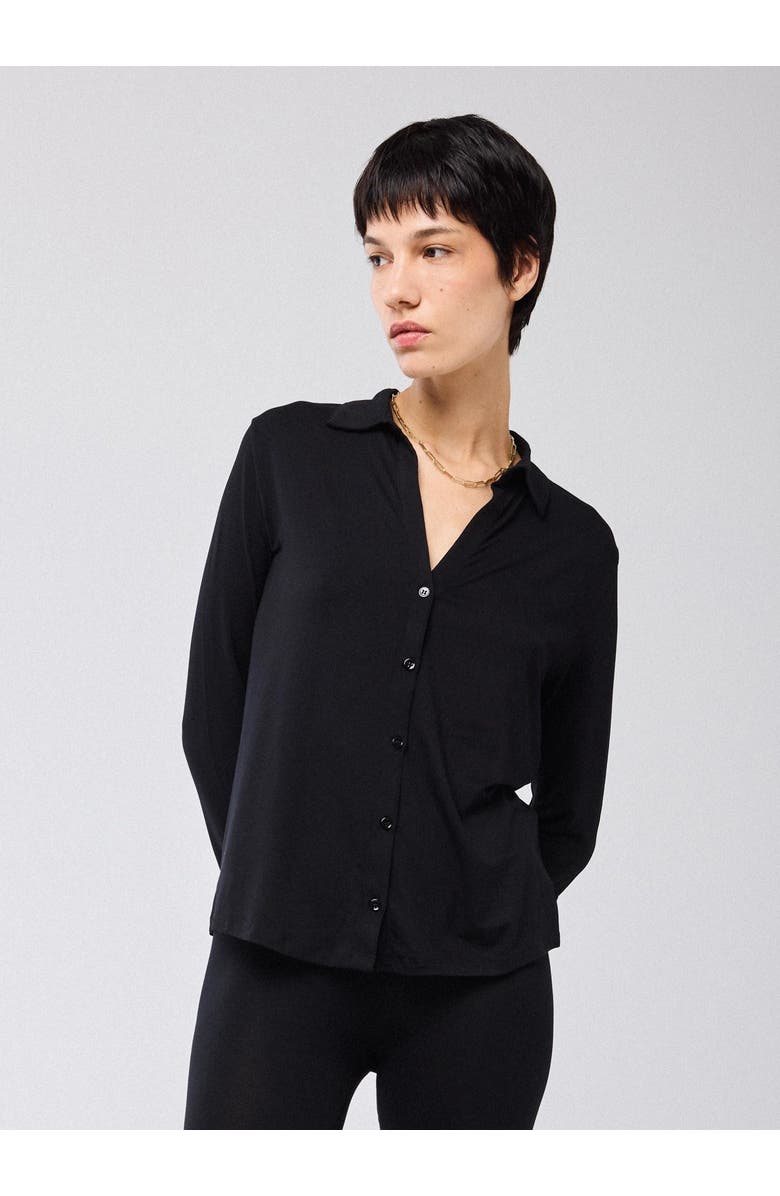Majestic Filatures Soft Touch Semi Relaxed Shirt, Main, color, Noir