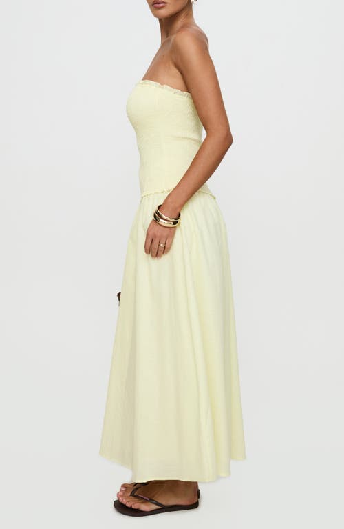 Princess Polly Tinsie Strapless Smocked Cotton & Linen Maxi Dress In Neutral