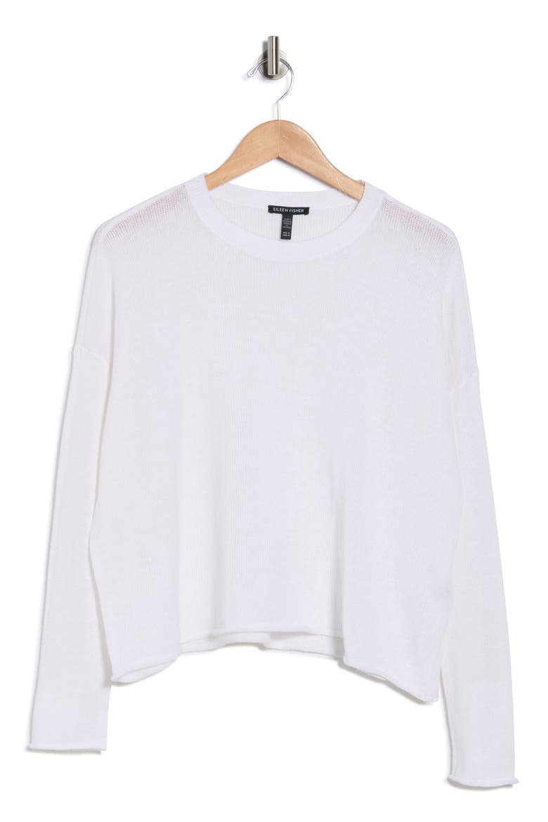 Organic Linen & Organic Cotton Sweater, Alternate, color, WHITE