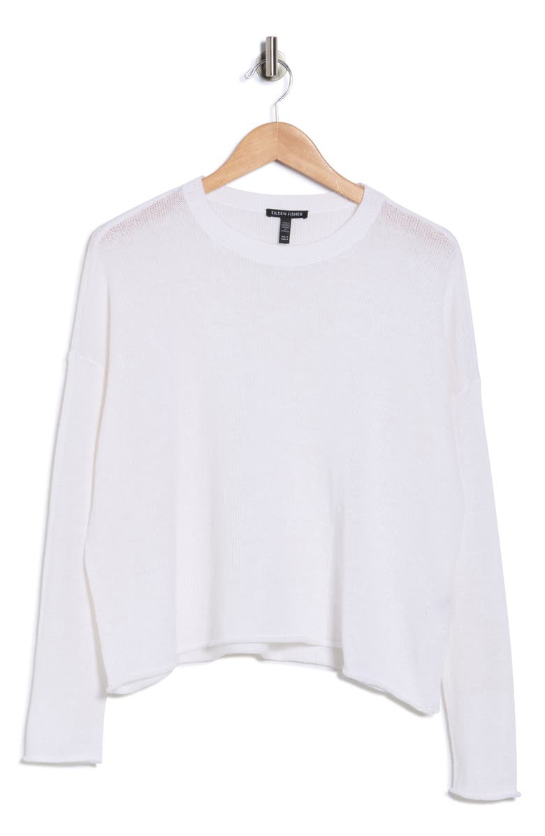 Eileen Fisher Organic Linen & Organic Cotton Sweater, Main, color, White