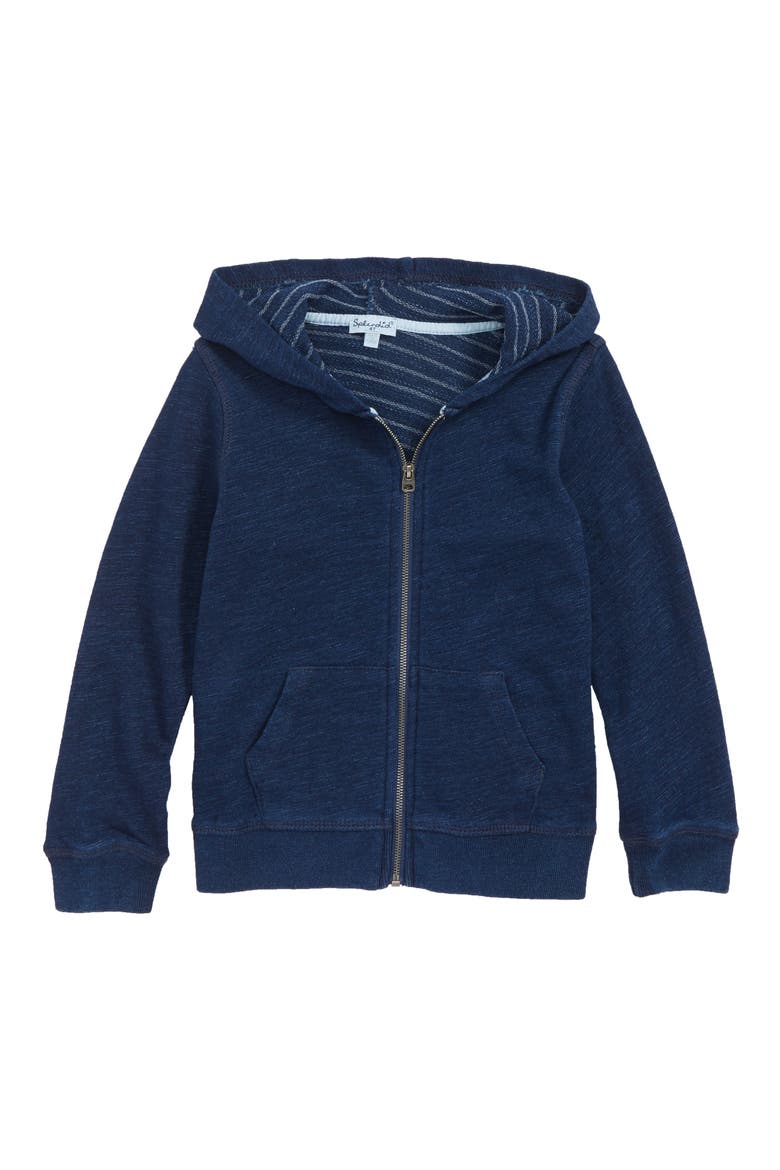 French Terry Indigo Hoodie, Main, color, DARK STONE INDIGO