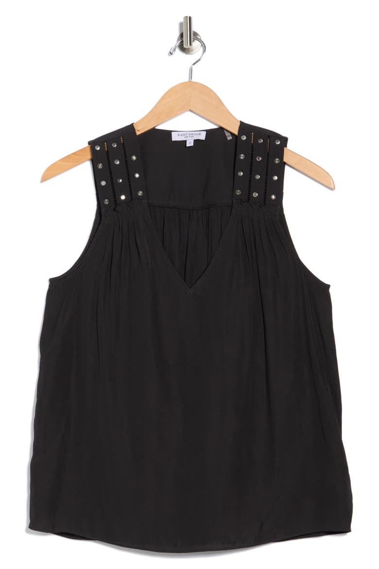 Glenn Studded Sleeveless Top, Alternate, color, BLACK