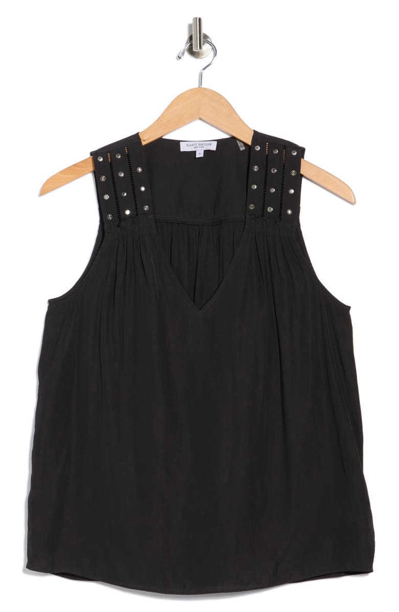 Ramy Brook Glenn Studded Sleeveless Top, Alternate, color, Black