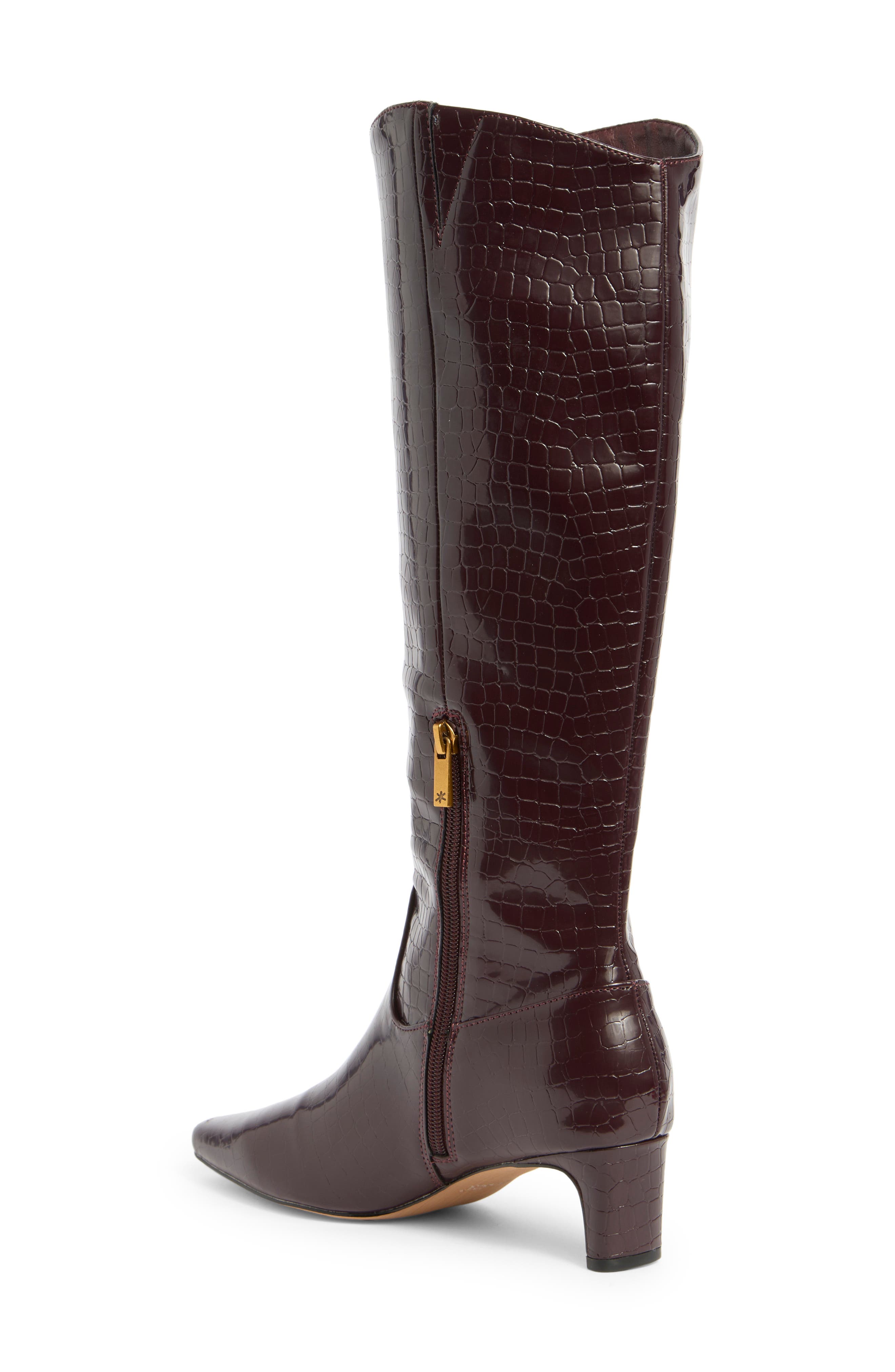 Splendid Jett Knee High Boot, Alternate, color, Black Cherry Croco