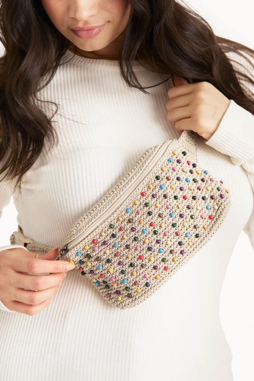 The Sak Caraway Small Belt Bag In Ecru Multi Beads