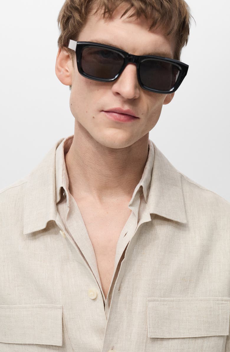 MANGO Linen Overshirt with Pockets, Alternate, color,