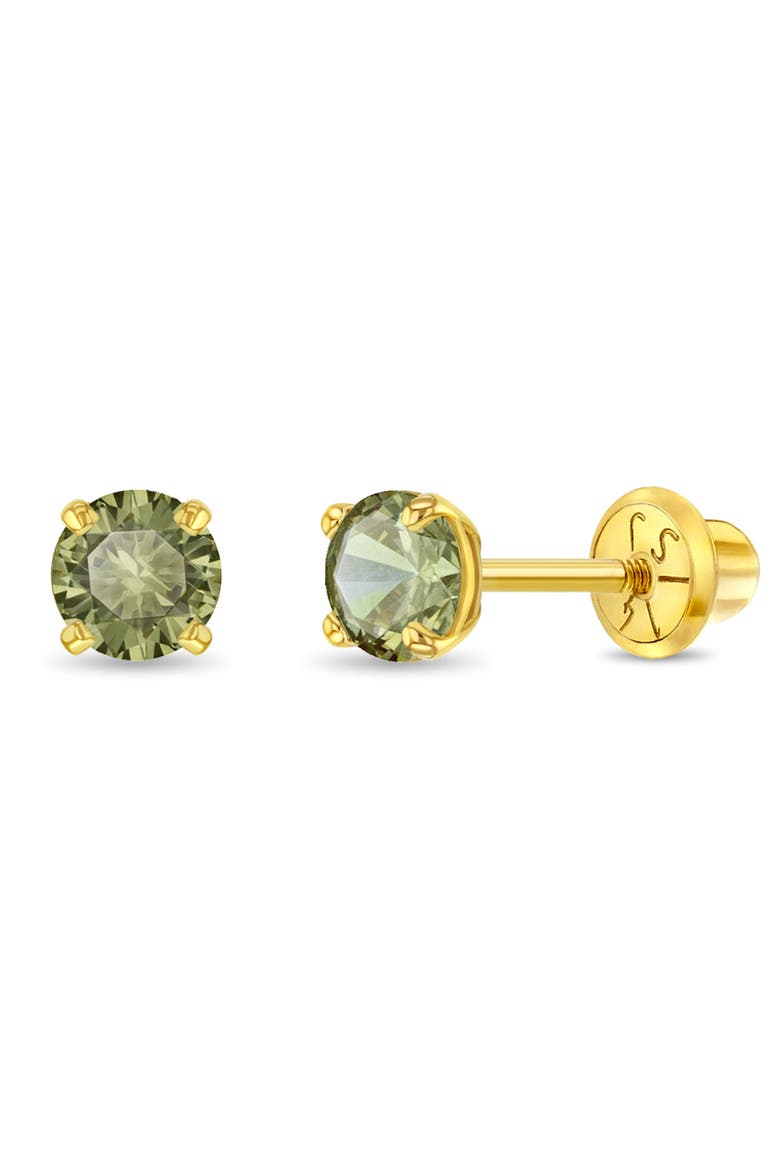 14k Pronged Simulated Birthstone Earrings, Main, color, August