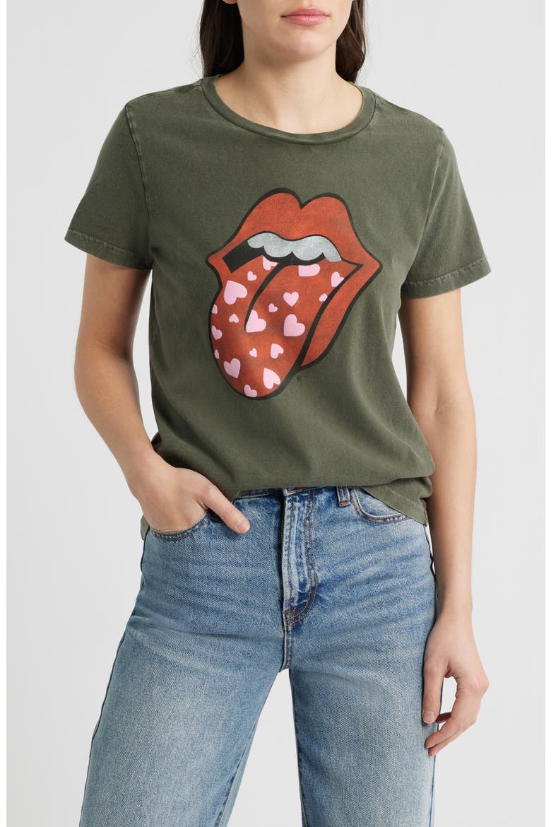 Rolling Stones Heart Lip Class Cotton Graphic T-Shirt, Main, color, PEAT