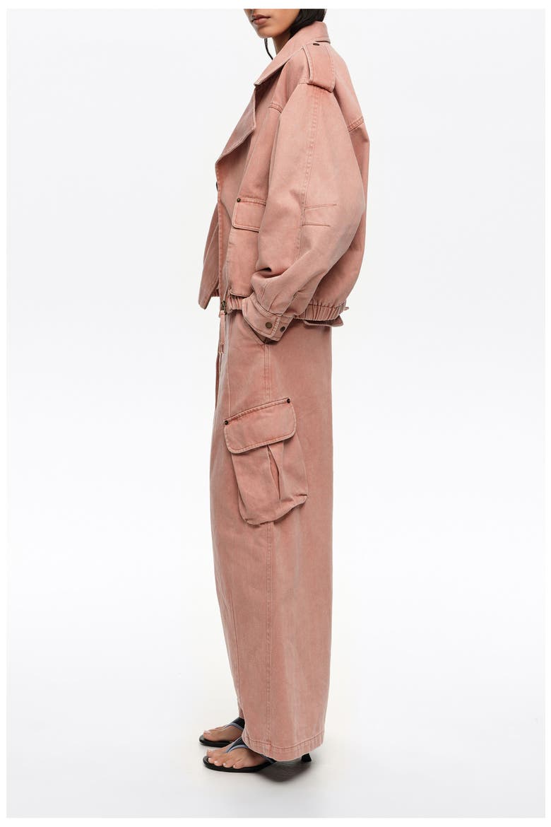 Denim Cargo Trousers, Alternate, color, PEACH