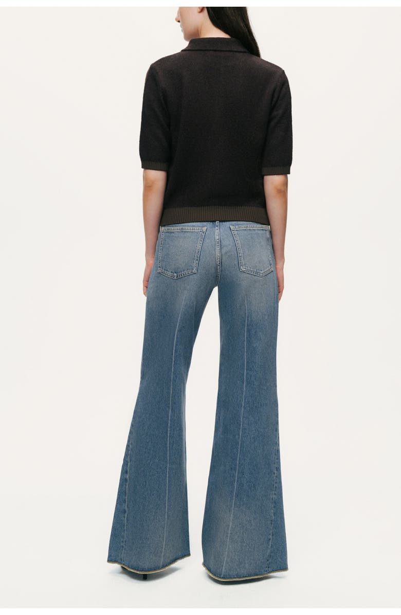 Nocturne Contrast-Trim Short-Sleeve Cardigan, Alternate, color, Brown