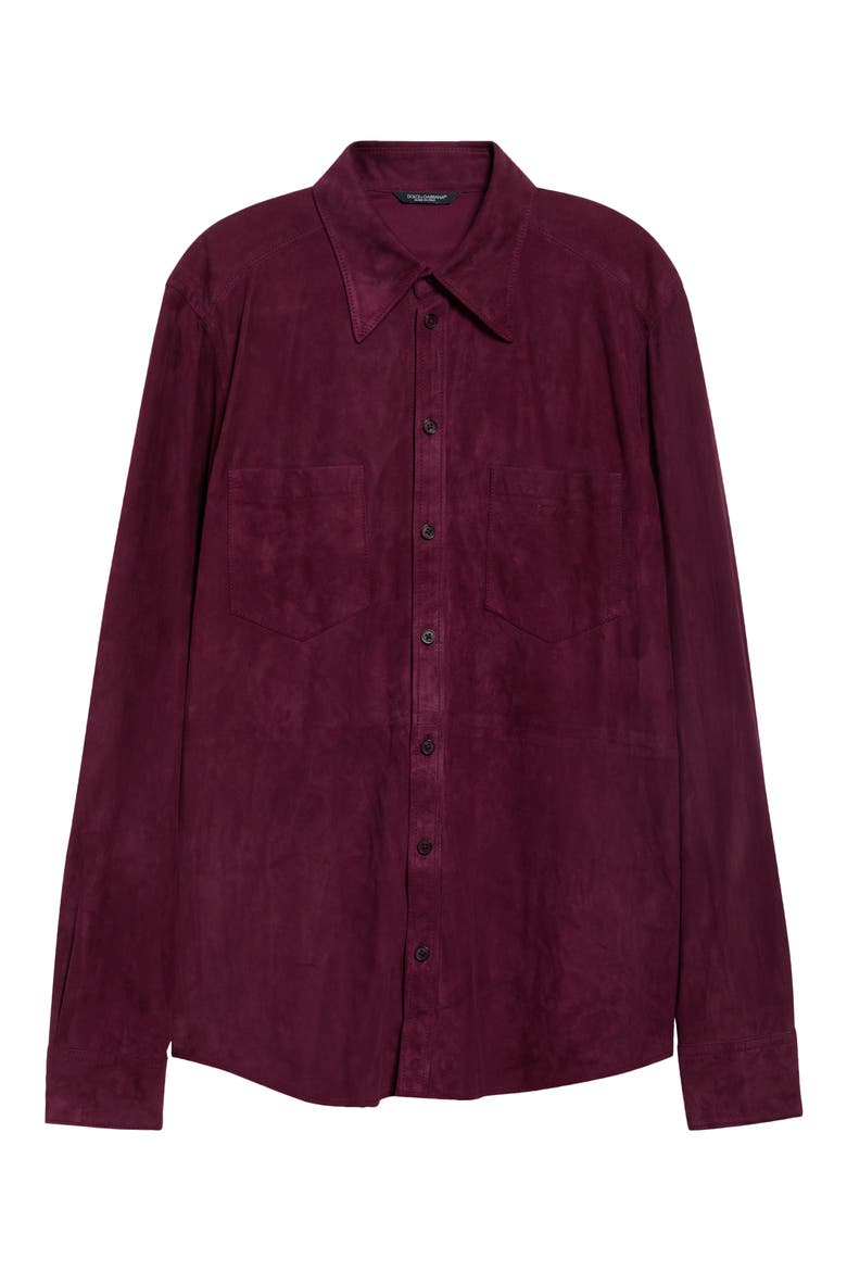 Martini Suede Button-Up Shirt, Main, color, F0130 MELANZANA SCURISSIMO