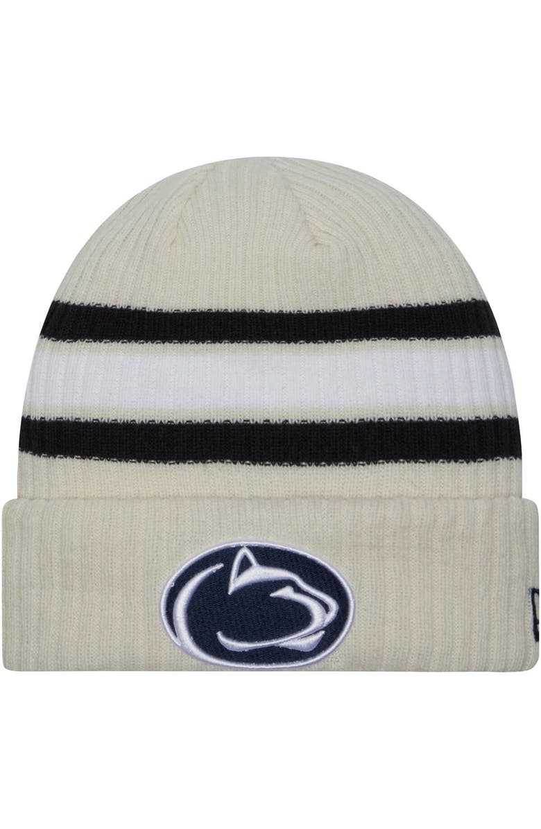 New Era Men's New Era Cream Penn State Nittany Lions Vintage Cuffed Knit Hat, Main, color, 