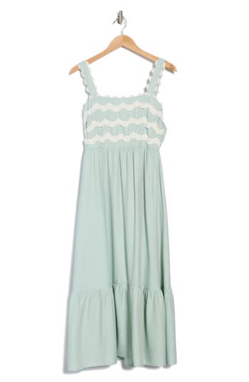 Blu Pepper Ric Rac Midi Dress In Light Sage