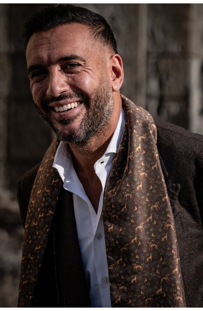 Elizabetta Canis Romanus - Wool Backed Silk Scarf for Men, Alternate, color, 