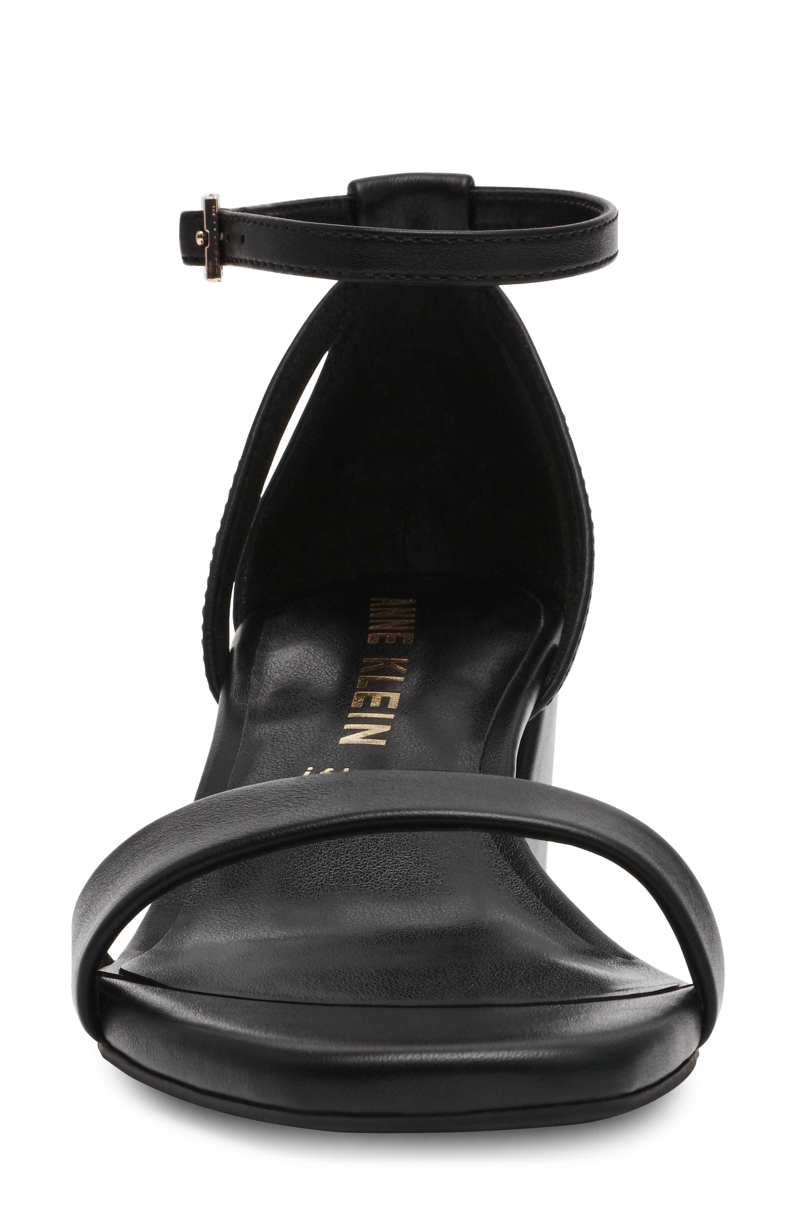Anne Klein Mia Ankle Strap Sandal, Alternate, color, Black Smooth