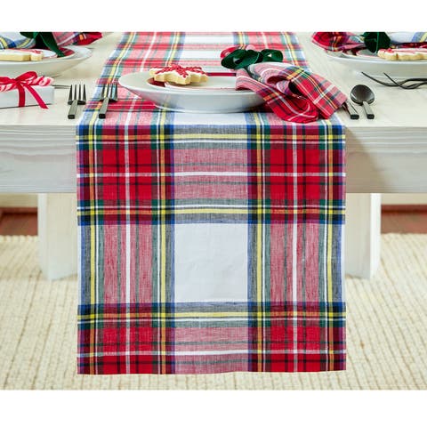 Linen Table Runner - Stewart Plaid