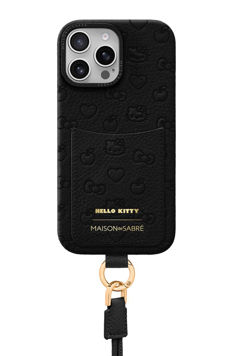 MAISON de SABRÉ Sling Phone Case, Main, color, Hello Kitty Black Caviar