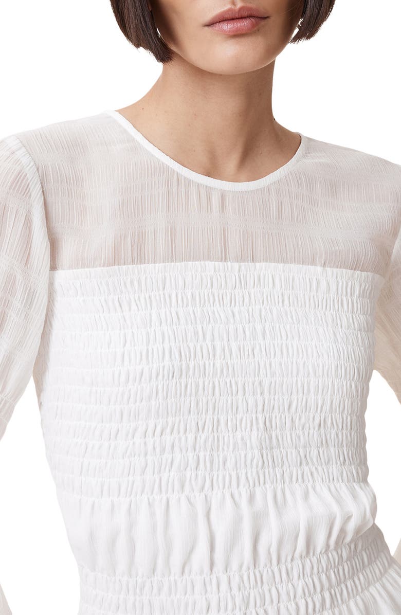 AllSaints Pamela Smocked Ruffle Top, Alternate, color, Snow White