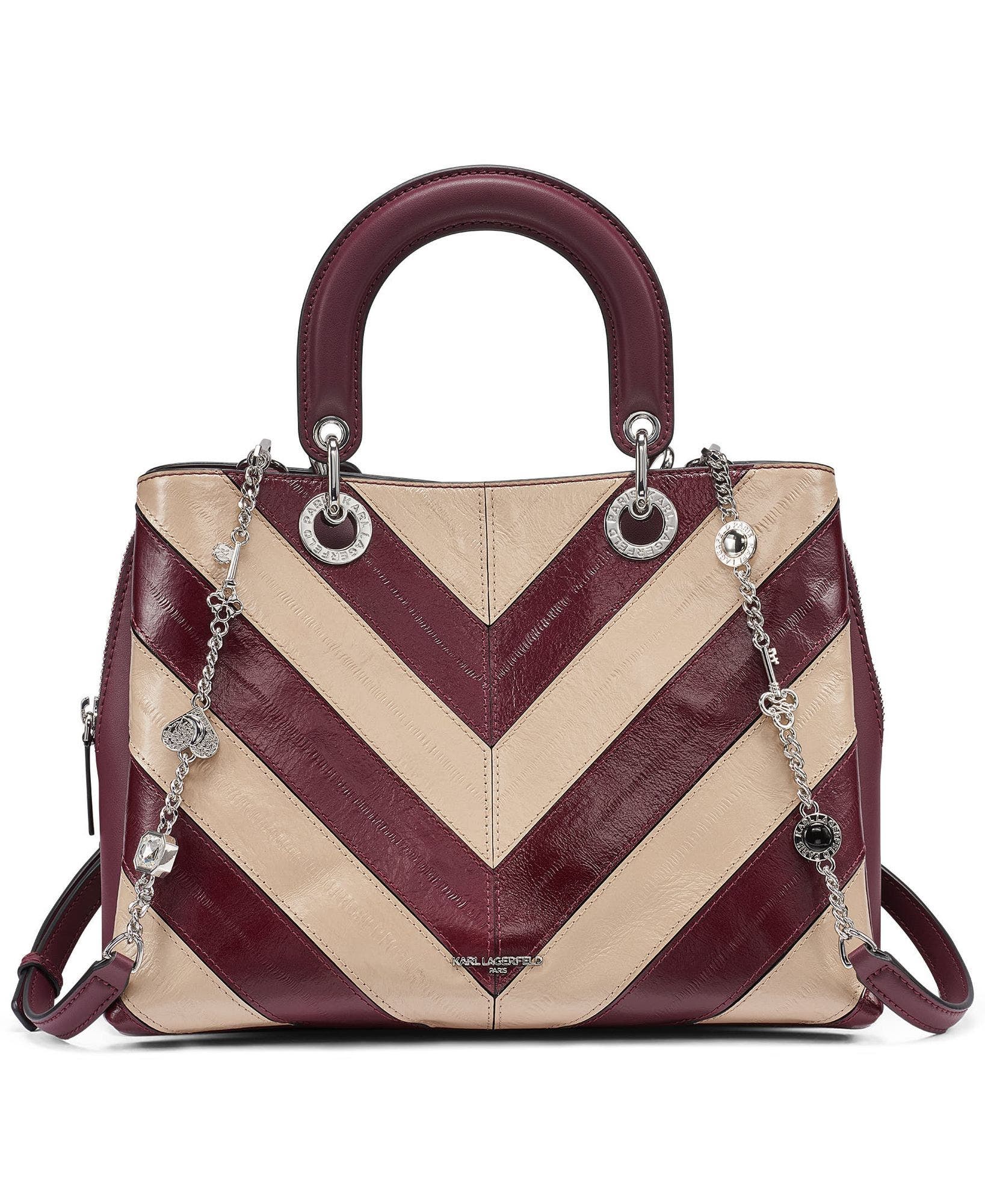 Benoite Chevron Satchel, Main, color, White Pepper/Cherry Plum