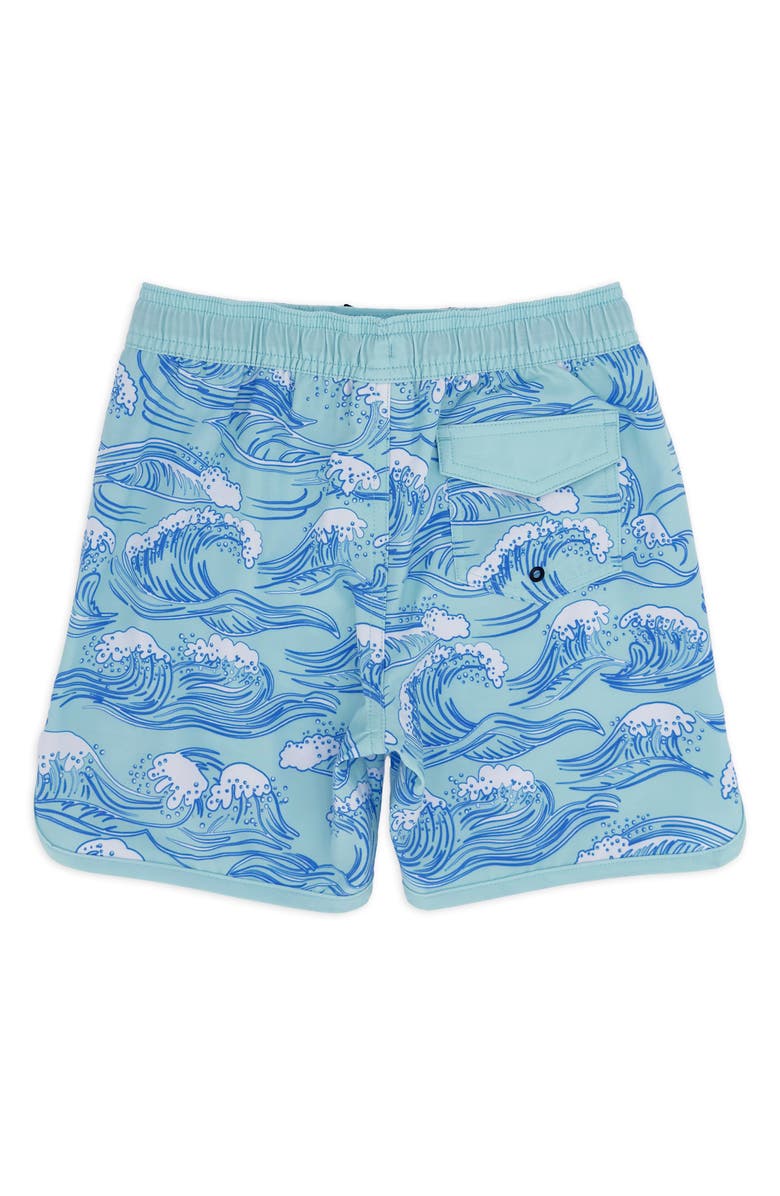 Feather 4 Arrow Kids' Wave Board Shorts, Alternate, color, Canal Blue