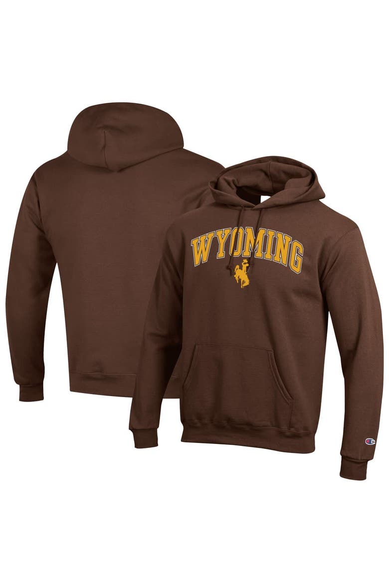 Men's Champion  Brown Wyoming Cowboys Arch Over Logo Pullover Hoodie, Main, color, Brown