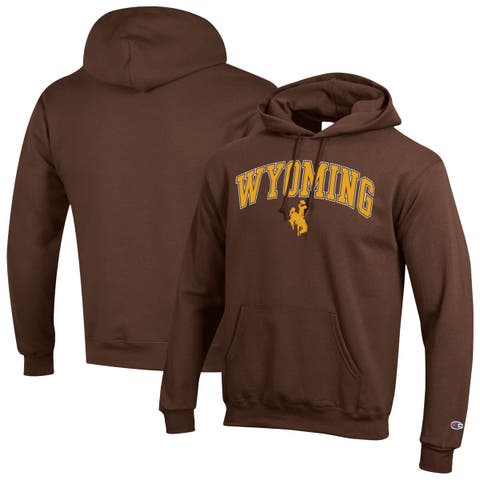 Men's Champion  Brown Wyoming Cowboys Arch Over Logo Pullover Hoodie