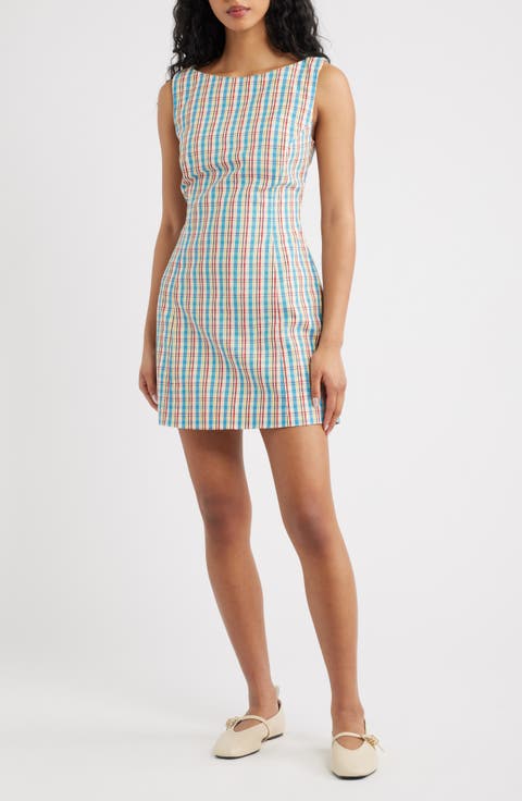 Lydie Check Cotton & Linen Minidress