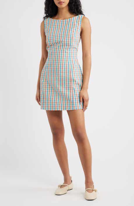 Lydie Check Cotton & Linen Minidress